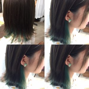 カーキ×ターコイズ